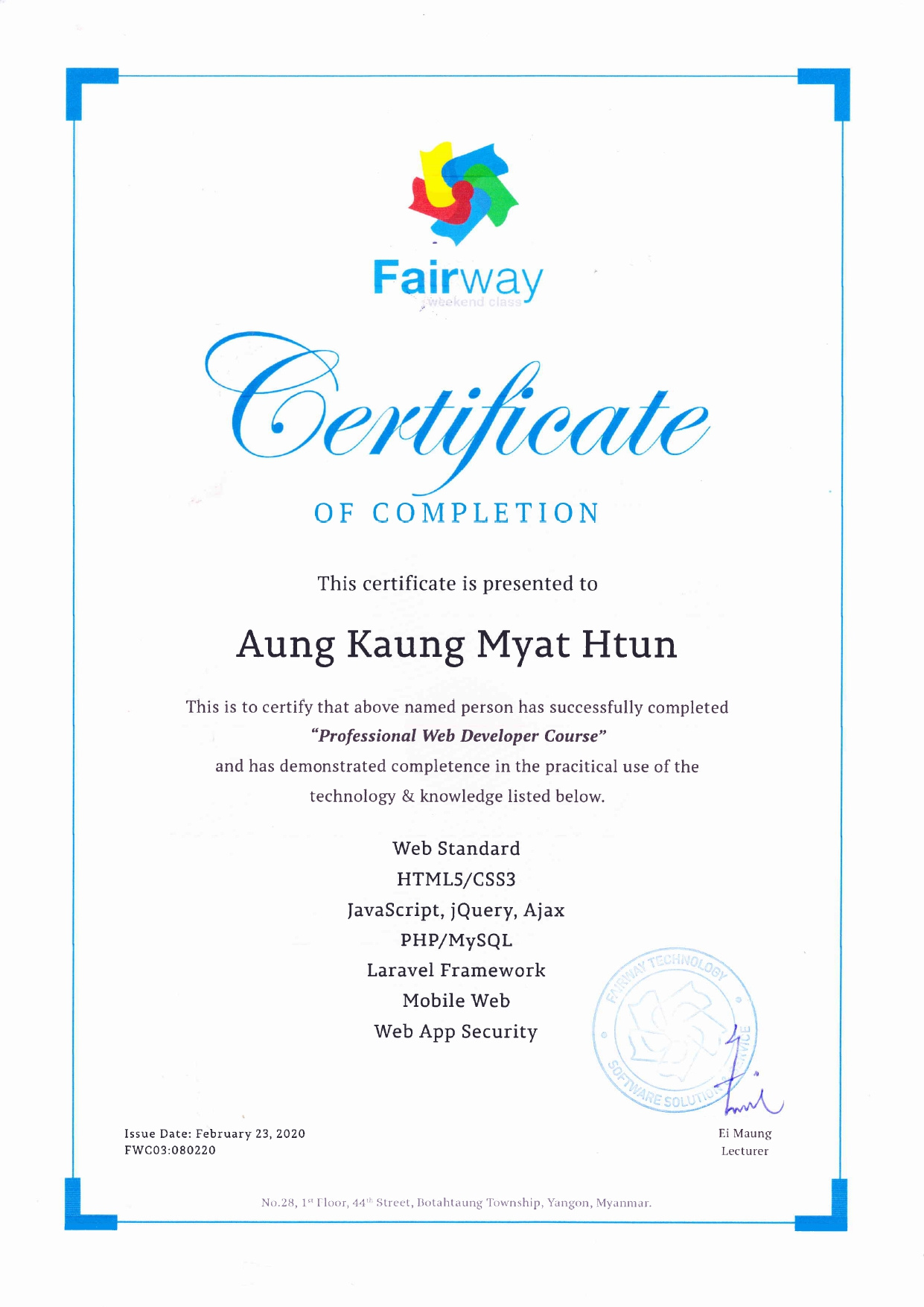 Professional Web Developer Certification