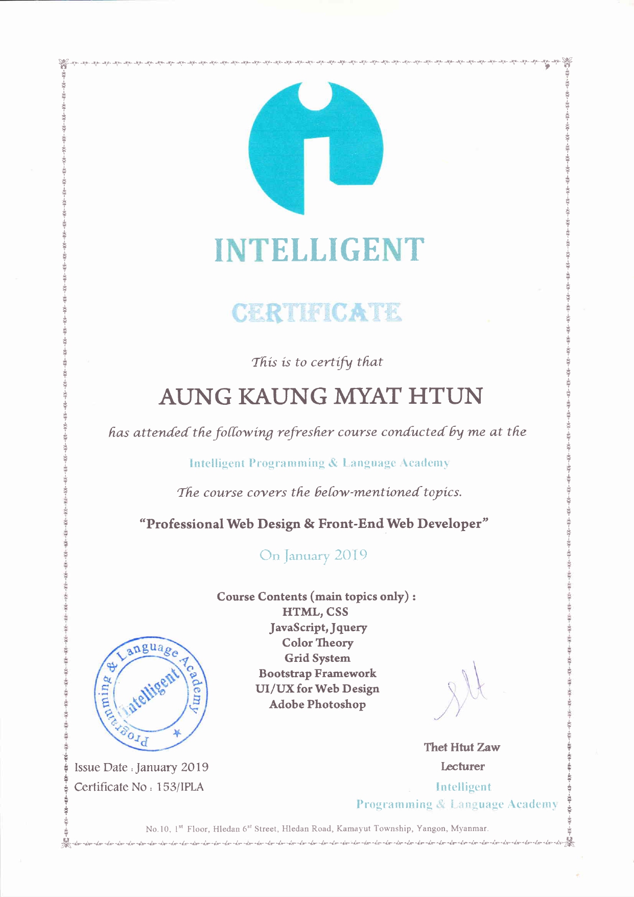 Professional Web Design & Front-End Web Developer Certification